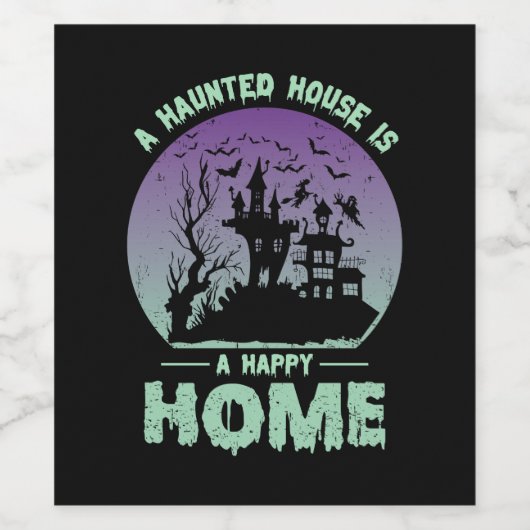 Een gehakt huis is een gelukkig thuis wijn etiket (Enkel label)