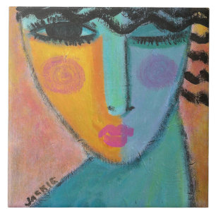 Een geheim Abstract portret van een vrouw Tegeltje