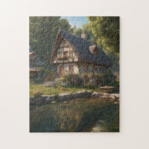 Een geheim dorp: huis bij de magische vijverpuzzel