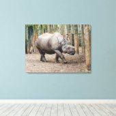 Eén gehoornde neushoorndier canvas afdruk (Insitu (Houten vloer))