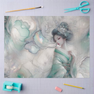 Een geisha in groene ontwerpreeks #22 tissuepapier