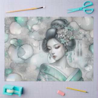 Een geisha in groene ontwerpreeks #23 tissuepapier