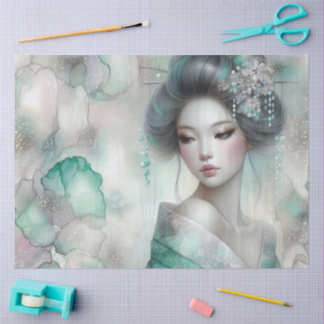 Een geisha in groene ontwerpreeks #24 tissuepapier