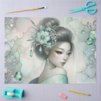 Een geisha in groene ontwerpreeks #25 tissuepapier