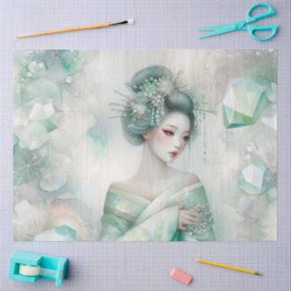 Een geisha in groene ontwerpreeks #26 tissuepapier