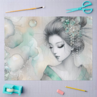 Een geisha in groene ontwerpreeks #27 tissuepapier