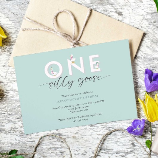 Een Gekke Gans 1e Verjaardag Schattige Kaart