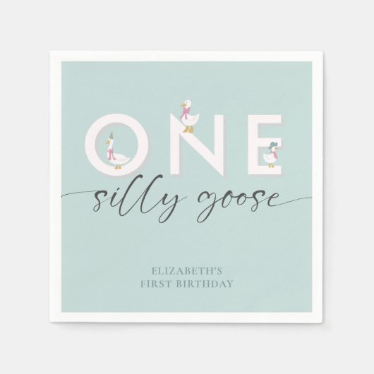 Een Gekke Gans 1e Verjaardag Schattige Servet (Voorkant)