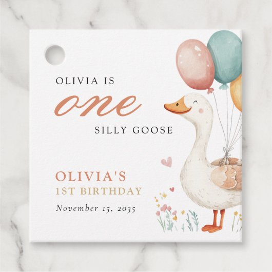 Een Gekke Gans 1e Verjaardagsfeest Bedankjes Labels (Voorkant)