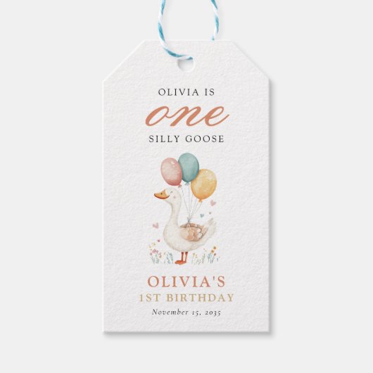 Een Gekke Gans 1e Verjaardagsfeest Cadeaulabel (Voorkant)