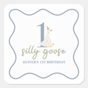 Een Gekke Gans blauw en groen Vierkante Sticker