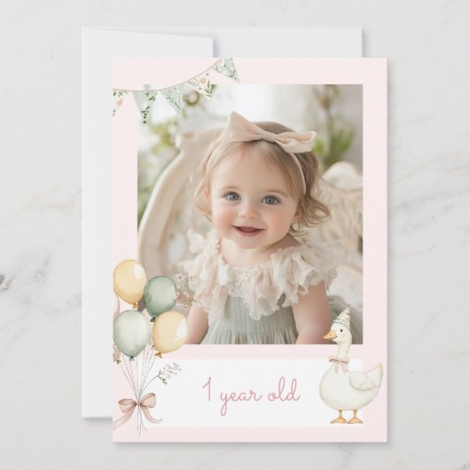 Een gekke gans Meisje Foto maandelijkse banner kaa Kaart (Voorkant)