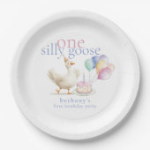 Een Gekke Gans Naam Datum Eerste Verjaardag Papieren Bordje (Voorkant)