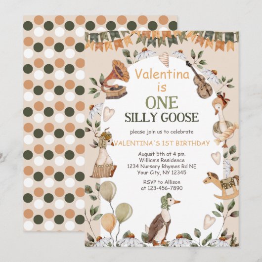 Een Gekke Gans Neutraal Eerste 1e Verjaardag Kaart (Voorkant / Achterkant)