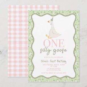 Een Gekke Gans roze en groen Kaart