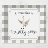 EEN Gekke Gans Schattige Kind 1e Verjaardag Party Sparkling Wijnetiket (Enkel label)