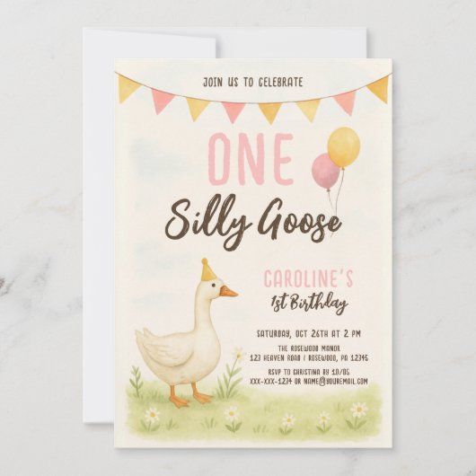 Een Gekke ganzenmeisje eerste verjaardag Kaart (Voorkant)