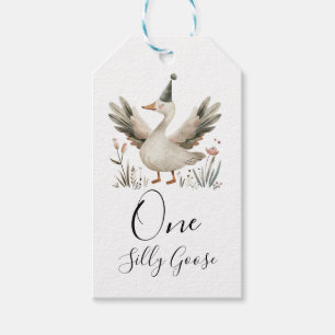 Een Gekke Goose 1e Verjaardag Schattigee Waterverf Cadeaulabel