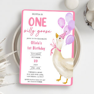 Een Gekke Goose 1e verjaardagsfeest uitnodiging