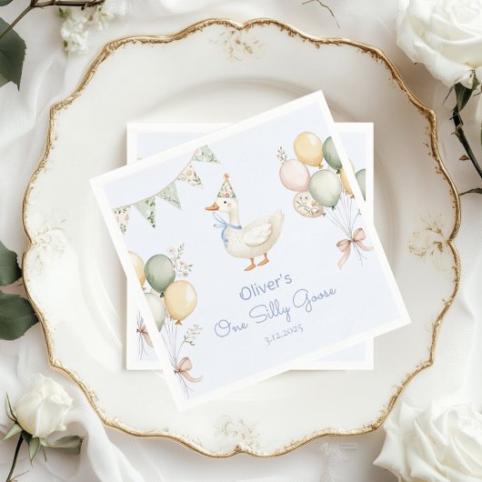 Een Gekke Goose Balloons Boy 1st Birthday Servet
