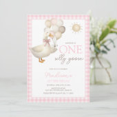 EEN Gekke Goose Balloons Eerste Verjaardag Kaart (Staand voorkant)