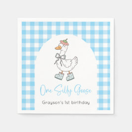 Een Gekke Goose Blue 1st Birthday Servet