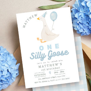 Een Gekke Goose Blue Boy 1st Birthday Kaart