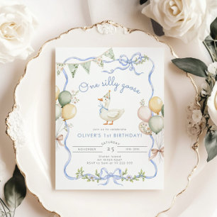 Een Gekke Goose Blue Boy 1st Birthday Kaart