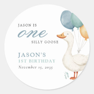 Een Gekke Goose Boy 1e verjaardagsfeestje Ronde Sticker
