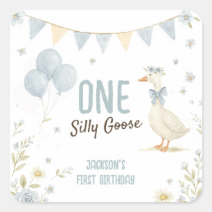Een Gekke Goose Boy eerste verjaardag Vierkante Sticker