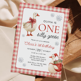 Een Gekke Goose Christmas Gingham 1st Birthday Kaart