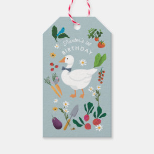 Een Gekke Goose Farmer Garden Theme Blue Cadeaulabel