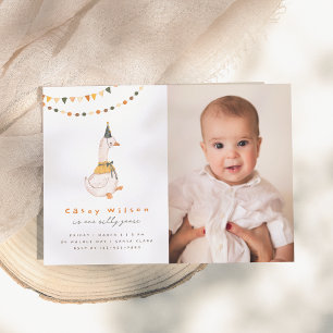 Een Gekke Goose foto verjaardagsfeestje Kaart