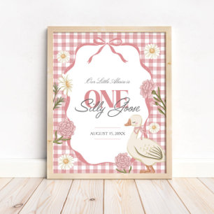 Een Gekke Goose Girl Cottagecore Roze 1e verjaarda Poster