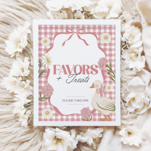 Een Gekke Goose Girl Pink Favors & Treats Sign Poster