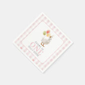 Een Gekke Goose Girl Pink Gingham 1st Birthday Servet (Hoek)