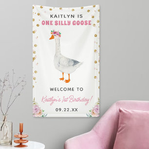 Een Gekke Goose Girls 1e verjaardagsfeestje Welkom Spandoek