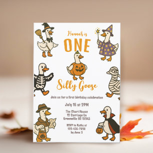 Een Gekke Goose Halloween eerste verjaardag Kaart