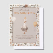 Een Gekke Goose Neutral 1e Verjaardagsfeest Vellum Uitnodigingen (Offset)