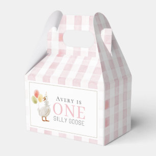 Een Gekke Goose Pink Gingham 1st Birthday Bedankdoosjes