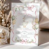 Een Gekke Goose Roze Meisje 1e Verjaardag Kaart