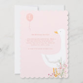 Een Gekke Goose Roze Meisjes 1e Verjaardag Kaart (Achterkant)