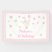 Een Gekke Goose Spring Pink Daisy eerste verjaarda Spandoek (Horizontaal)