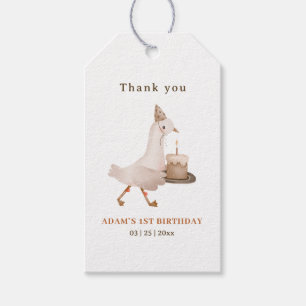 Een Gekke Goose verjaardagsuitnodiging, Goose 1st  Cadeaulabel