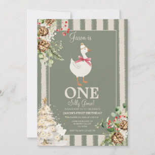Een Gekke Goose Winter Greenery Pine 1st Birthday Kaart