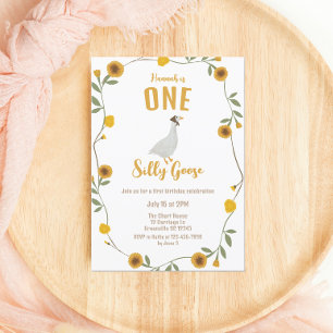 Een Gekke Goose Yellow Wildflower Verjaardag Kaart