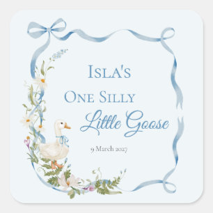 Een Gekke kleine gans verjaardag Waterverf Classi Vierkante Sticker