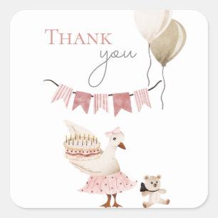 Een Gekke Verjaardag Gans Dank u Vierkante Sticker