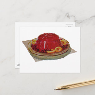 Een gelatine- en fruitdessert uit 1930 briefkaart