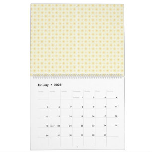 Een gele en witte achtergrond met kleine cirkels kalender